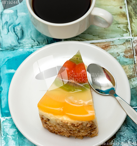 Image of Coffee Cake Break Indicates Bakery Cafe And Cakes  