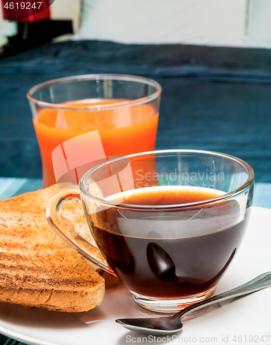 Image of Breakfast In Bed Represents Morning Meal And Beds 