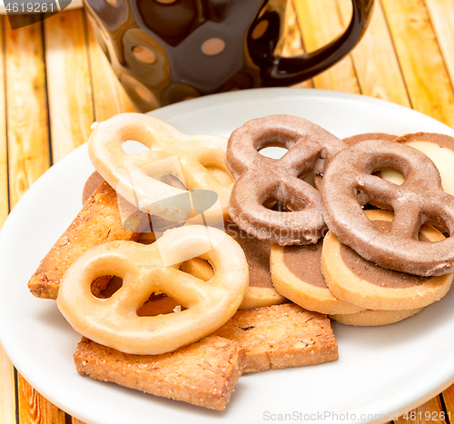 Image of Relax With Coffee Shows Biscuit Snack And Barista 