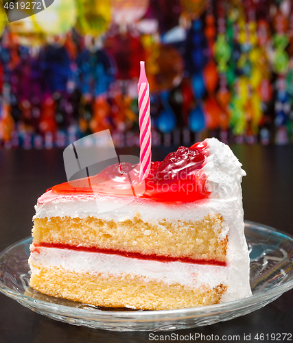 Image of Sliced Birthday Cake Indicates Delicious Yummy And Piece 