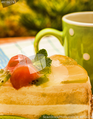 Image of Fresh Strawberry Gateau Means Dairy Tasty And Food 