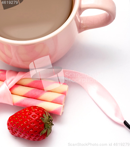 Image of Coffee With Cookies Means Brew Beverage And Refreshment 