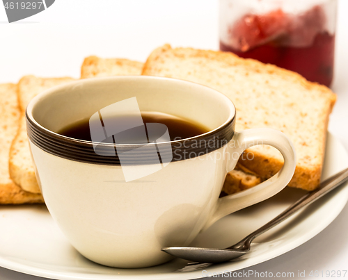 Image of Bread And Coffee Shows Meal Time And Beverages 