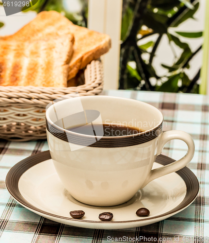 Image of Coffee For Breakfast Represents Meal Time And Black 