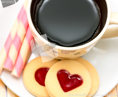 Image of Heart And Coffee Means Valentines Bickies And Biscuits 