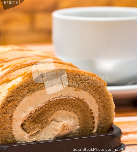 Image of Swiss Roll Represents Coffee Shop And Barista 