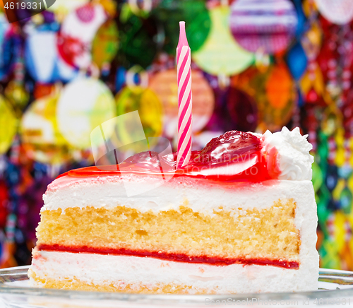 Image of Sliced Birthday Cake Means Parties Dessert And Delectable 