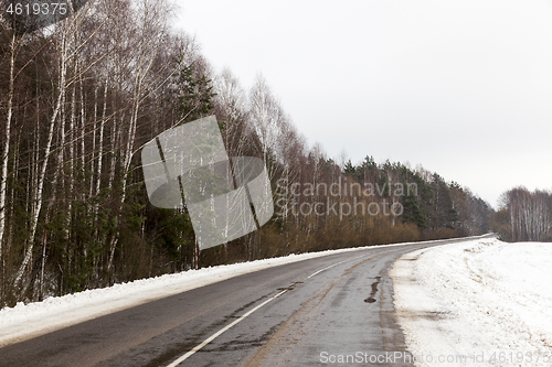 Image of winter road, close-up