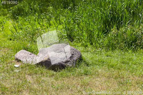 Image of stones on green grass