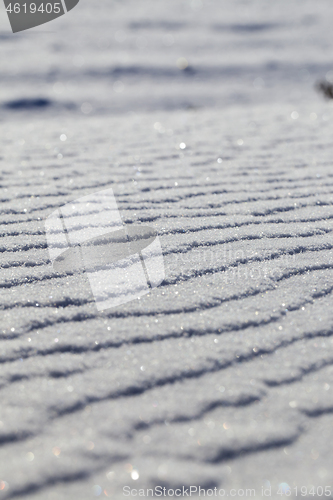 Image of land covered with snow close-up