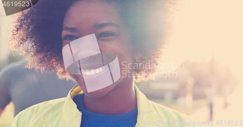 Image of Portrait of multiethnic group of young people on the jogging