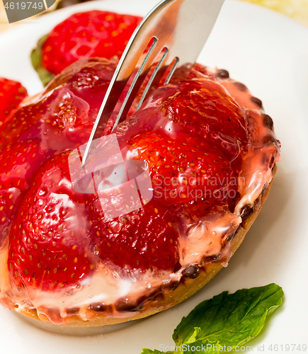 Image of Strawberry Delicacy Indicates Fruit Tart And Fresh 