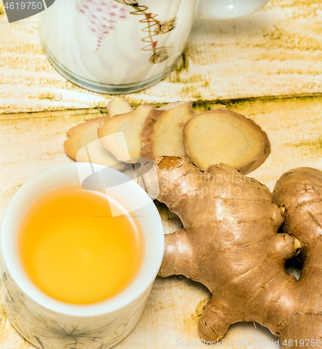 Image of Japanese Ginger Tea Shows Spice Spices And Cup 