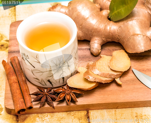 Image of Refreshing Ginger Tea Represents Spice Teas And Cup 