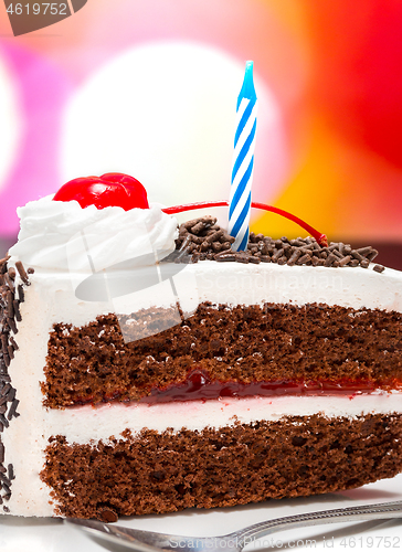 Image of Chocolate Birthday Cake Represents Celebrate Slice And Desserts 