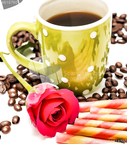 Image of Coffee And Beans Shows Delicious Espresso And Decaf 