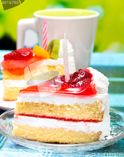 Image of Birthday Cream Cake Indicates Restaurant Birthdays And Creamy 