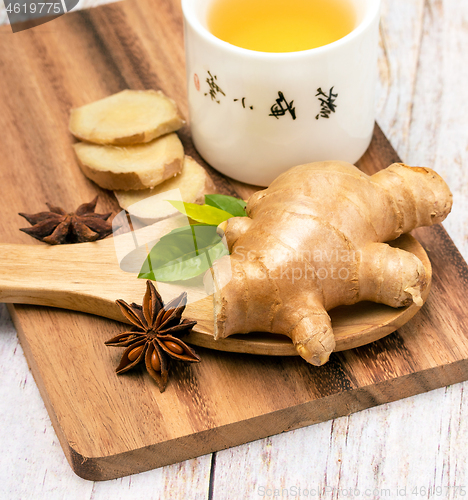 Image of Refreshing Ginger Tea Means Drinks Refreshed And Cup 