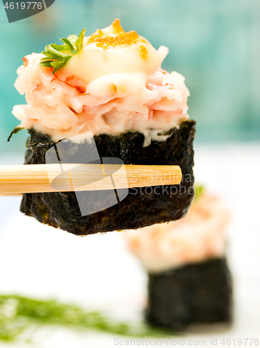 Image of Sushi Dish Shows Asian Food And Japan 