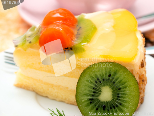 Image of Tasty Strawberry Cake Indicates Sweet Gourmet And Freshness  
