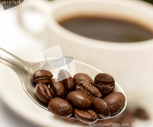Image of Coffee Beans Represents Hot Drink And Break