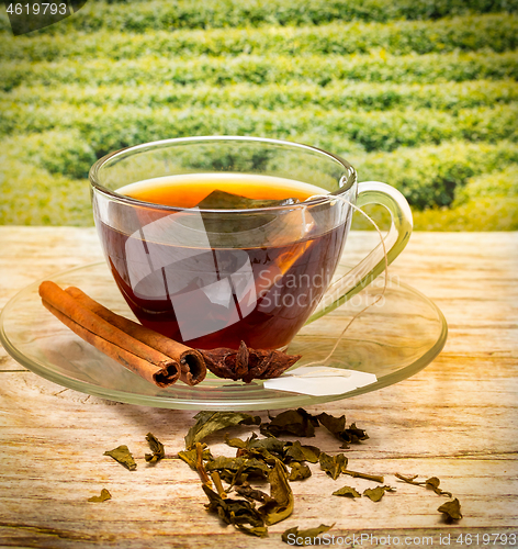 Image of Tea With Cinnamon Indicates Break Time And Beverage 