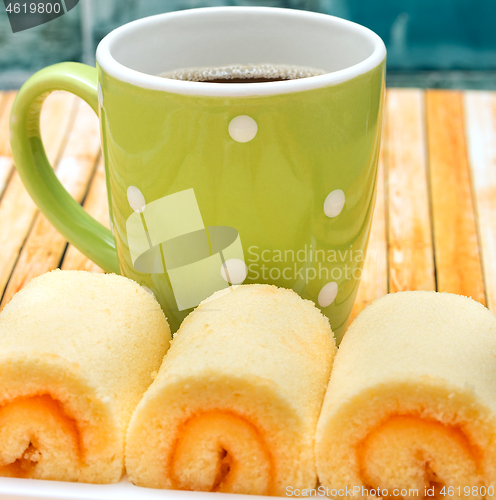 Image of Coffee Orange Cake Represents Swiss Rolls And Bakery 