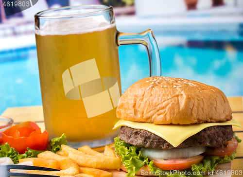 Image of Beer And Chips Represents Ready To Eat And Bbq