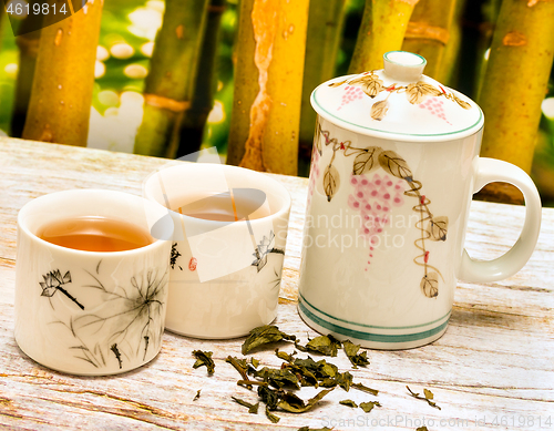 Image of Refreshing Japanese Tea Represents Break Time And Cafe 