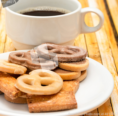 Image of Coffee And Biscuits Means Barista Drink And Cracker 
