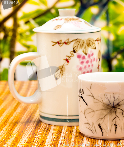 Image of Outdoor Green Tea Indicates Refreshing Refresh And Beverages 