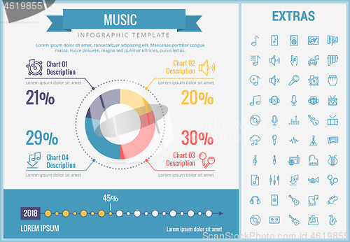 Image of Music infographic template, elements and icons.