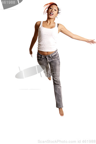 Image of junge Frau springt | young woman jumps