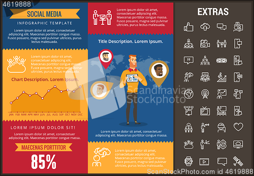 Image of Social media infographic template, elements, icons