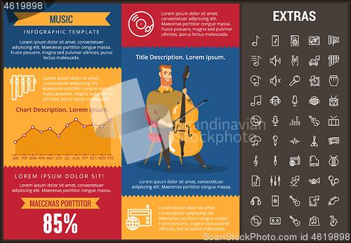 Image of Music infographic template, elements and icons.