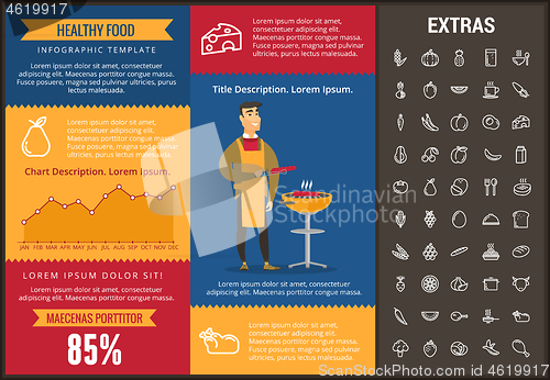 Image of Healthy food infographic template, elements, icons