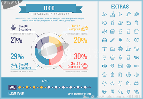 Image of Food infographic template, elements and icons.