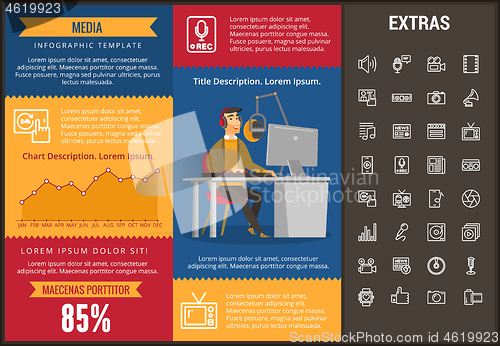 Image of Media infographic template, elements and icons.