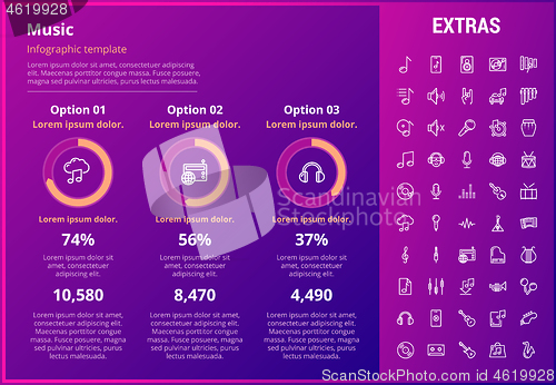 Image of Music infographic template, elements and icons.