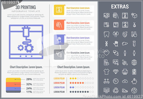 Image of 3D printing infographic template and elements.