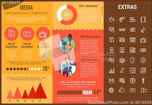 Image of Media infographic template, elements and icons.