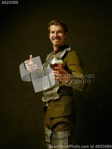 Image of Medieval knight on dark background.