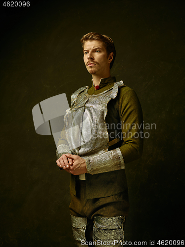 Image of Medieval knight on dark background.