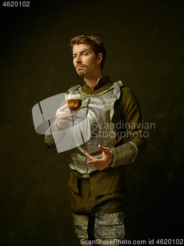 Image of Medieval knight on dark background.