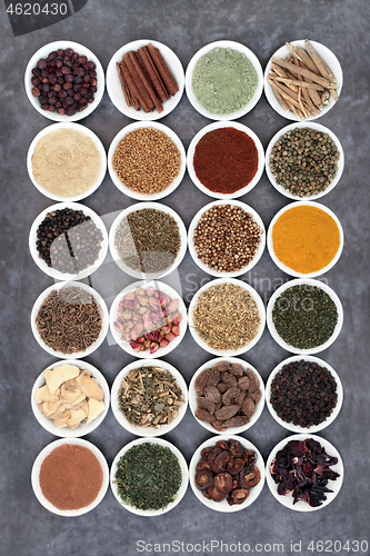 Image of Healthy Heart Food with Herbs, Spices & Supplement Powders 