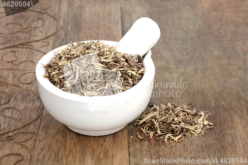 Image of Nettle Herb Root in a Mortar with Pestle