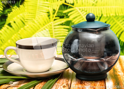 Image of Outdoor Green Tea Shows Refreshment Refresh And Refreshed 