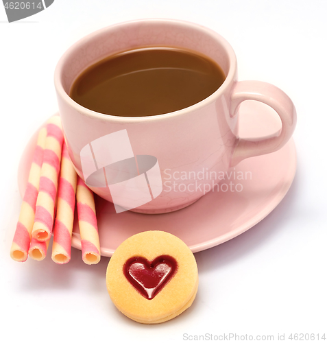 Image of Coffee Cookies Heart Indicates Bicky Biscuits And Cracker 