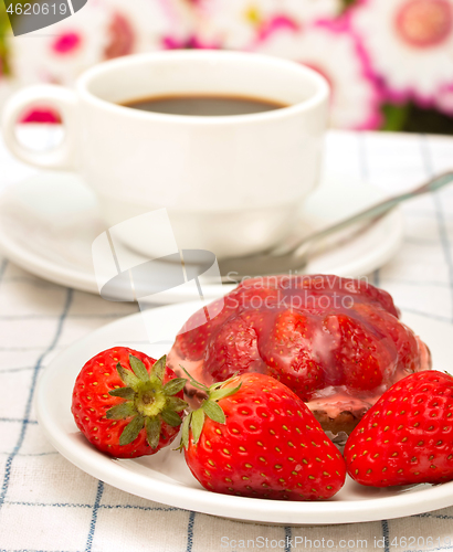 Image of Strawberry Desert Coffee Indicates Tasty Delicious And Refreshment  