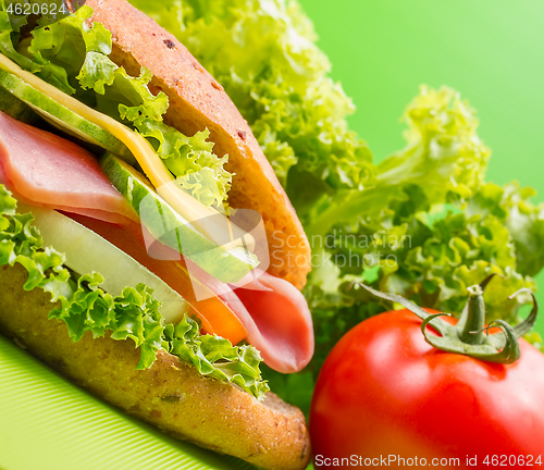 Image of Roll Ham Salad Indicates Breads Slice And Cheese 